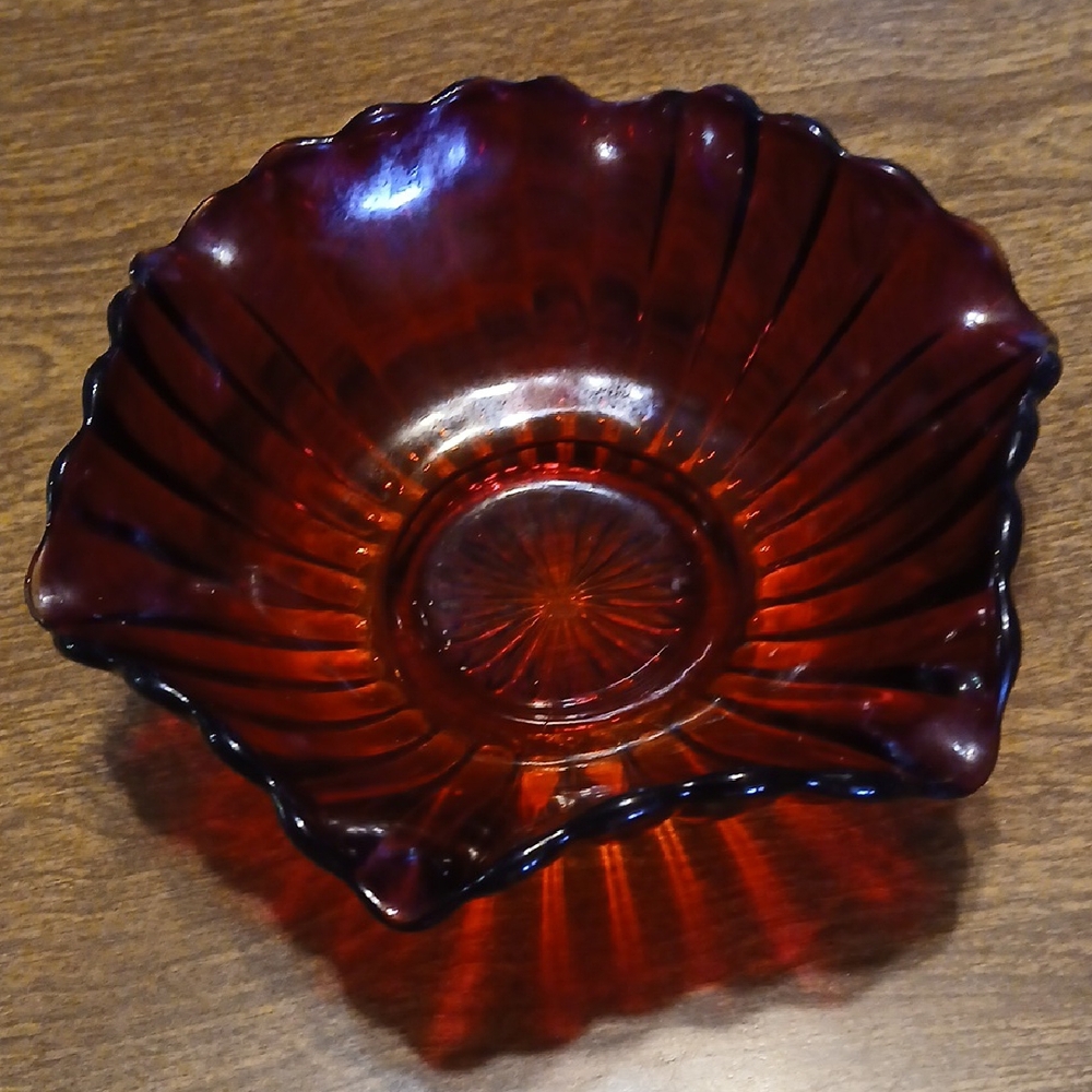 Elegant Red Glass Bowl
